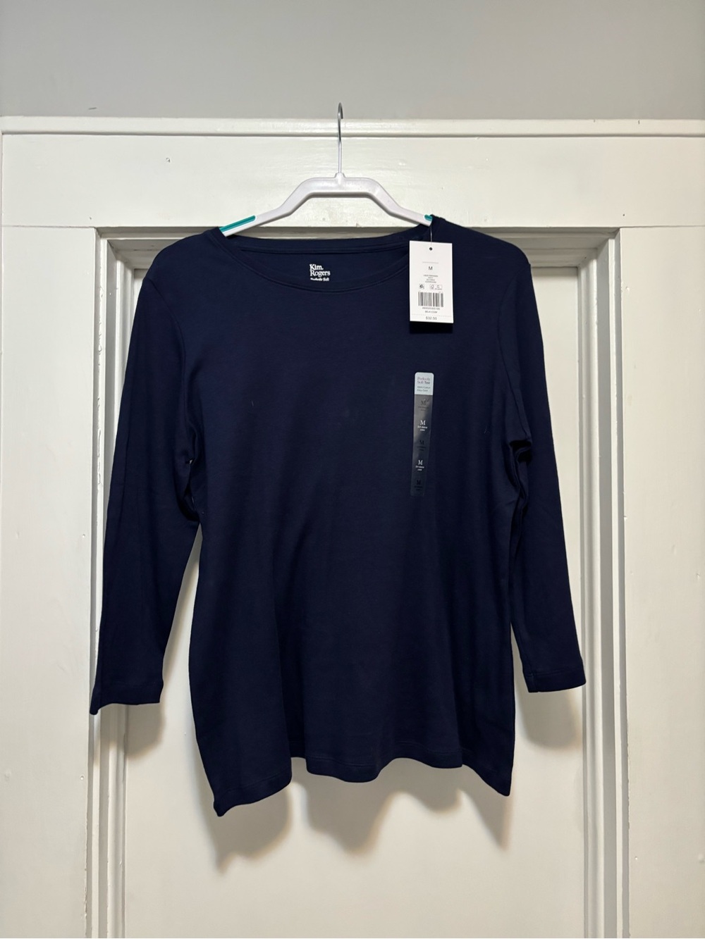 Kim Rogers Navy Long Sleeve Scoop Neck Tee